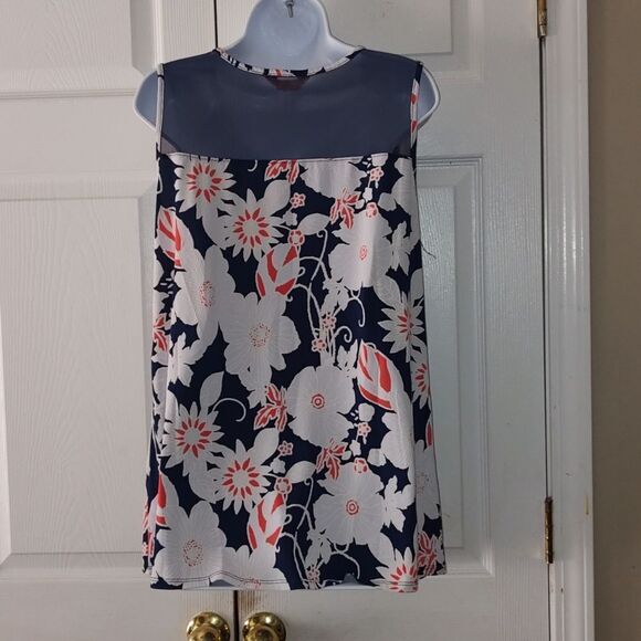 SJS  floral sleeveless top blouse  Sz XL - Picture 4 of 5